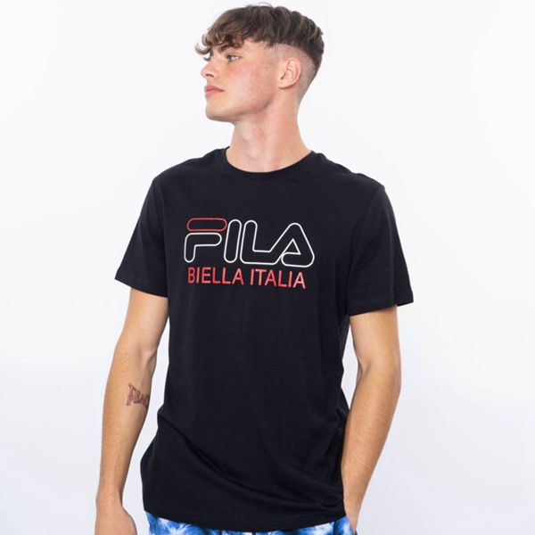 Fila Biella Men's T-Shirts - Black,NZ 982-8573